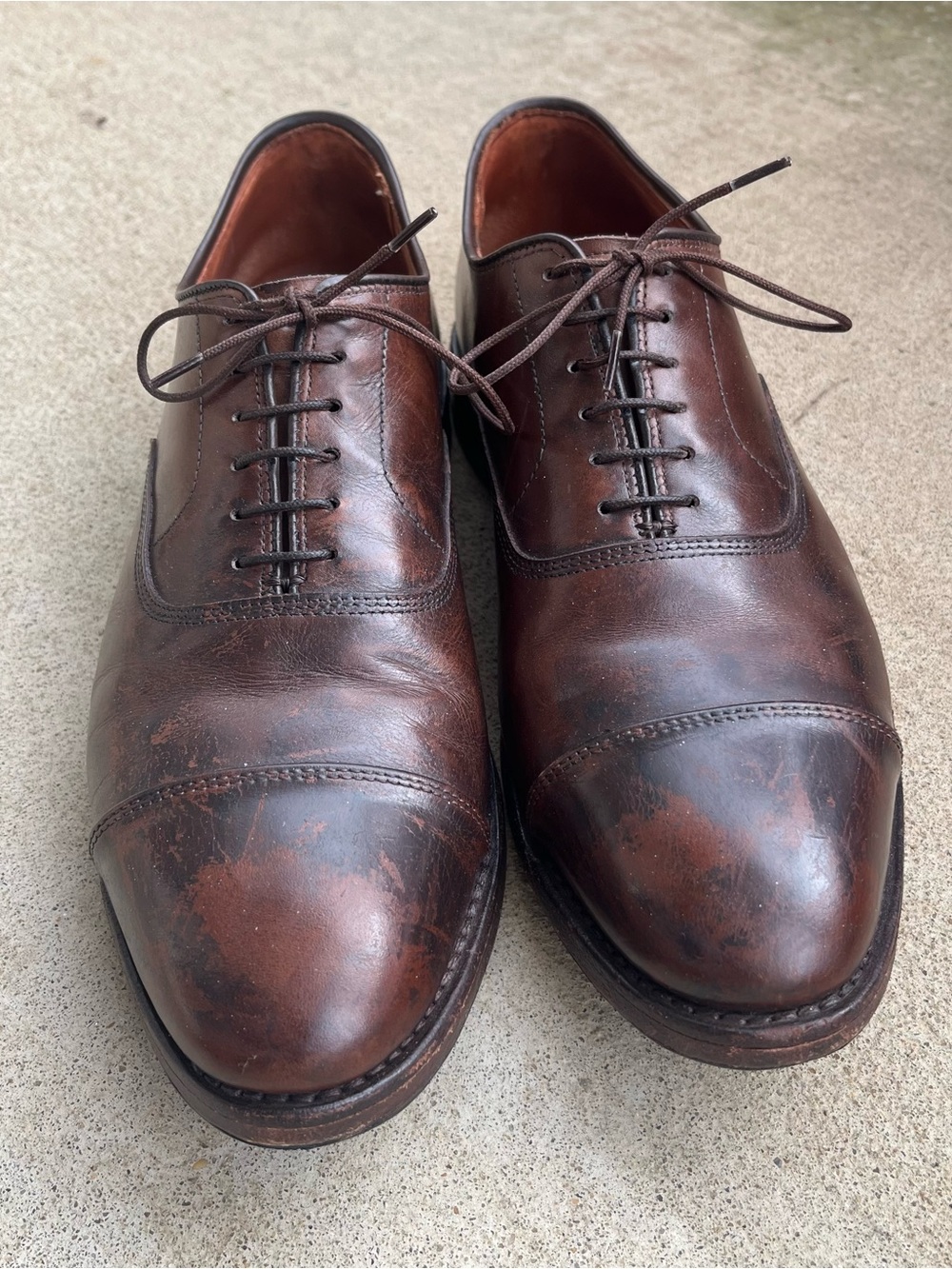 Allen Edmonds Coffee 9D Park Avenue DISTRESSED Captoes 2179 USA Aves